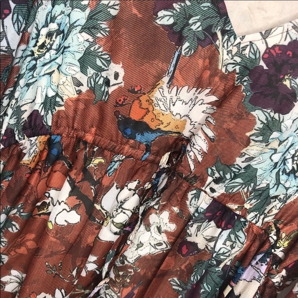 HEMANT & NANDITA Anthropologie Rust Floral Dress Size Small - Picture 5 of 8